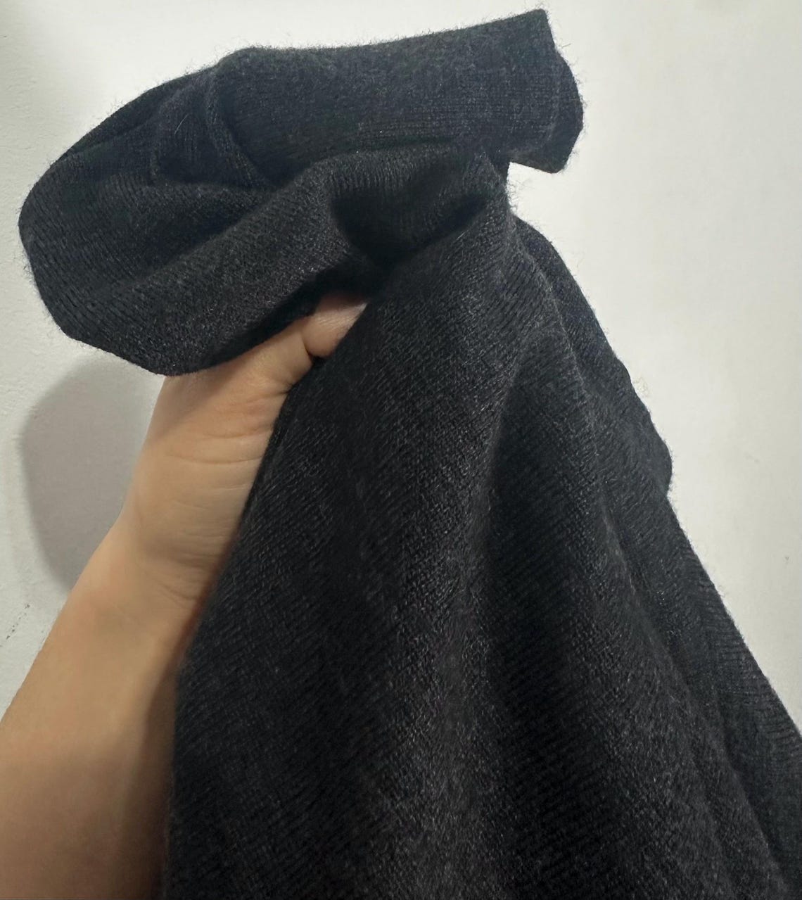 Vintage Charcoal Grey Wool Blend Polo Sweater Collared Knit Minimalist Oversized Jumper M-L, foto 4 di 5