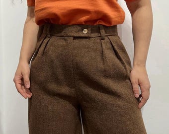 Wide Leg Business Wool Trousers – High Waist Tailored Pants