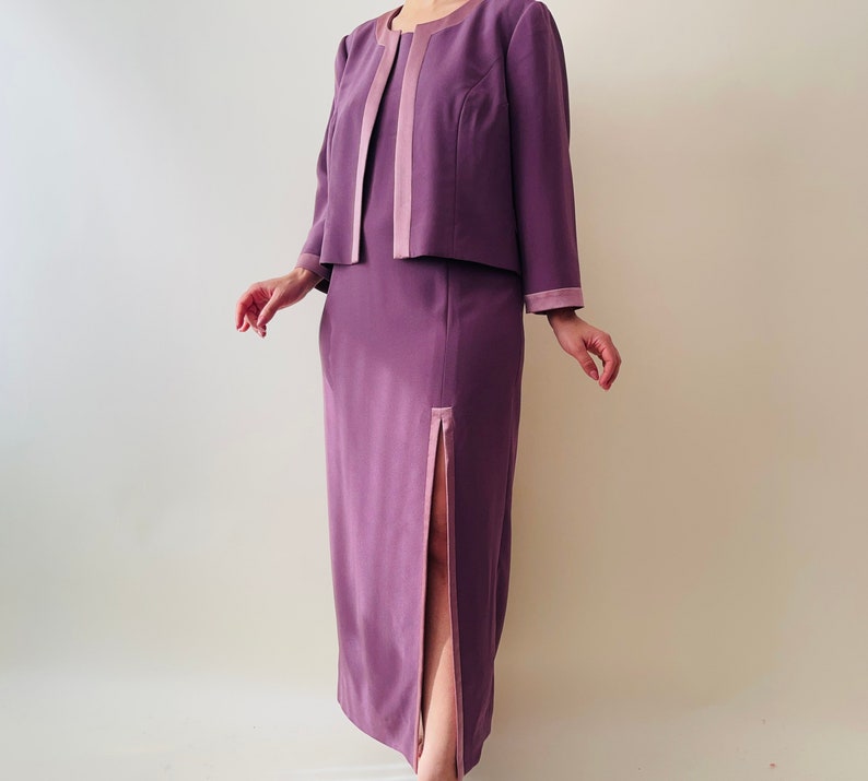 vintage lilac evening dress set, minimalist maxi dress image 7