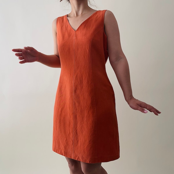 burnt orange cotton dress