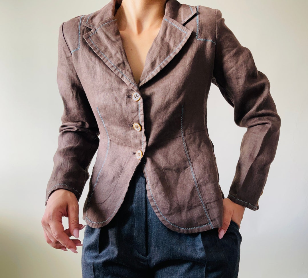 Cashmere Strickjacke In Blazerform Damen Vintage Reiner Leinen