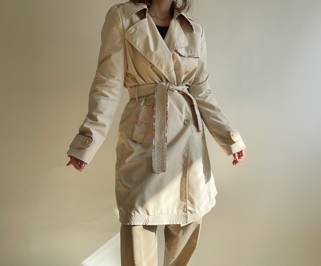 コート ETRO Floral print cape trench coat Etro Floral Print Cape Trench Coat in Natural | Lyst