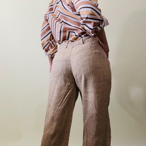vintage linen pants set linen wide leg trousers, linen jacket image 9