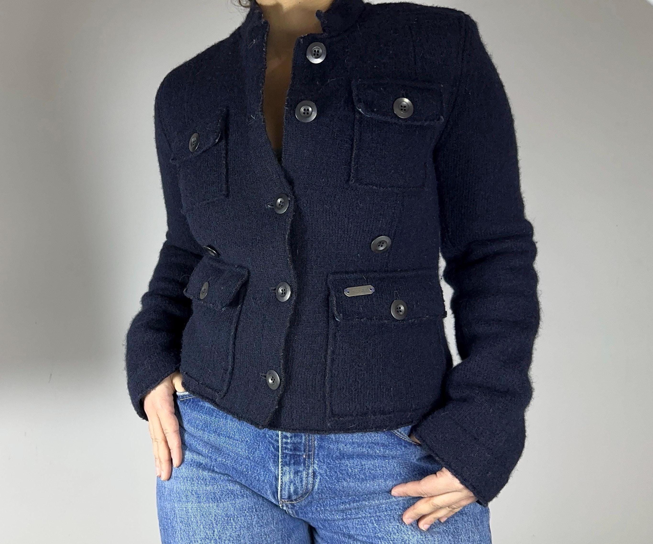 Replay, Vintage REPLAY navy wool fitted jacket | tailored short blazer | size Xxs-xs
