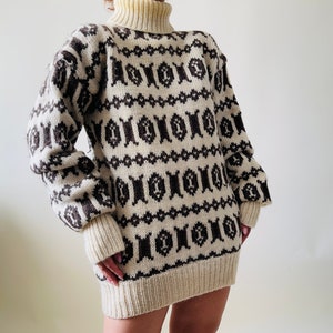 vintage pure wool chunky cream turtleneck