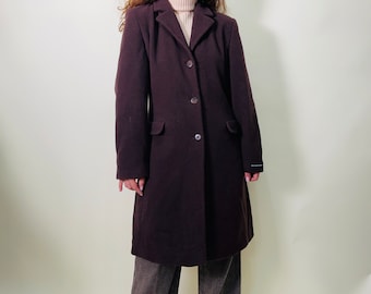 vintage wool cashmere brown coat, lightweight wool elegant coat