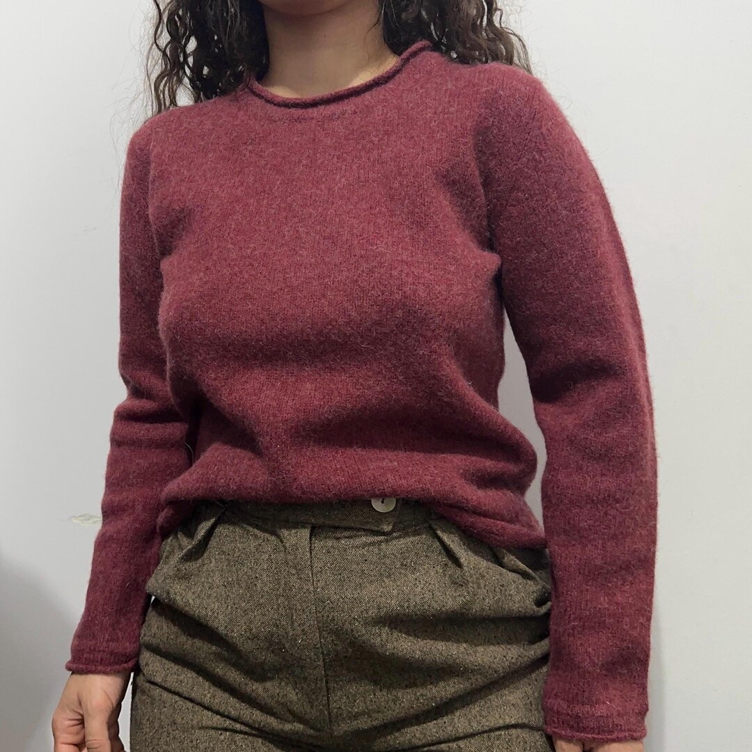 Marle Raspberry Coloured Sweater Vintage Raspberry 100% Wool Sweater Size XS Petite – Minimalist Fitted ...