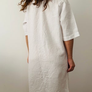 linen white tunic dress, line shirt dress image 5