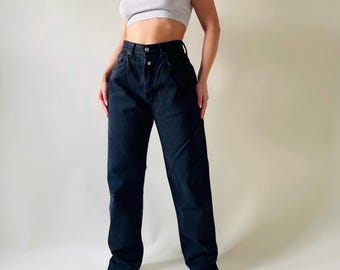 Jean noir Replay vintage - denim noir délavé, jambe droite décontractée, coupe années 90, taille M-L