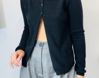 pure cashmere black cardigan/ cashmere black sweater