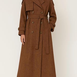 Custom wool trench coat — Oversized, double-breasted — brown, beige, cream— Sizes XS to 2XL- Fall coat