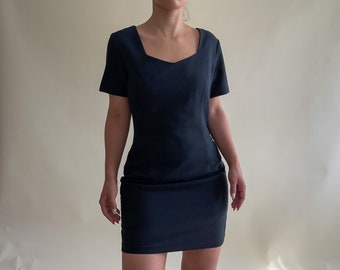 Vintage Schwarzes Minikleid, Bürokleid, essential Garderobe kleines schwarzes Kleid