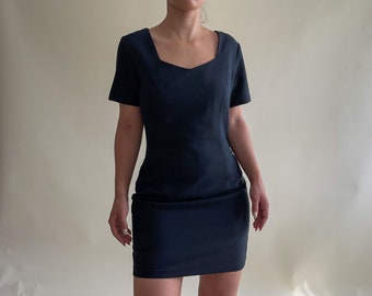 vintage Black mini  dress, office dress, essential wardrobe little black dress