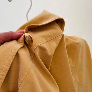 vintage light yellow oversized trench coat, minimalist spring coat image 8