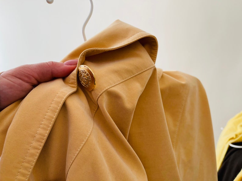 trench-coat surdimensionné jaune clair vintage, manteau de printemps minimaliste image 8