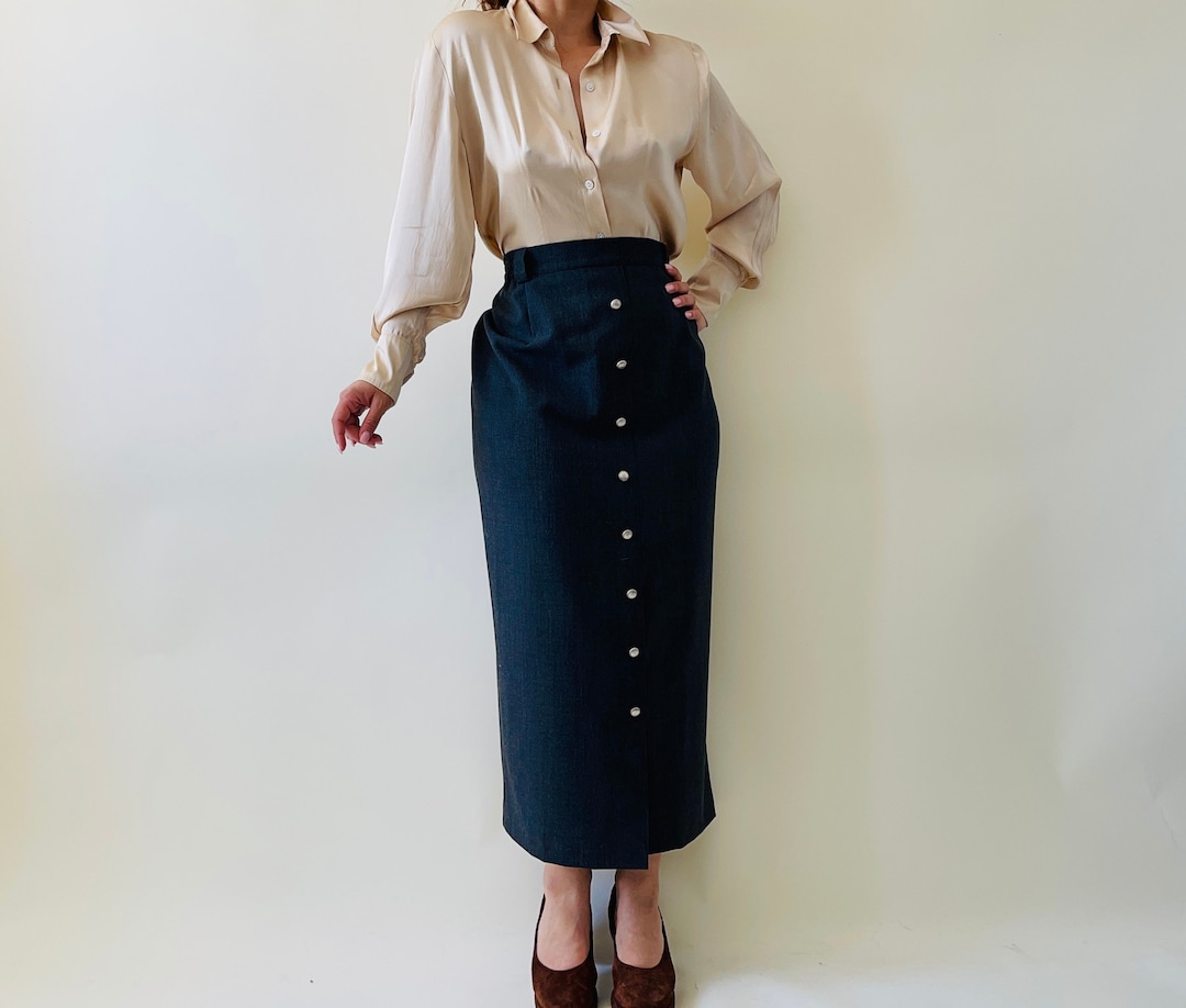 Grey Wool Pencil Skirt main image 0
