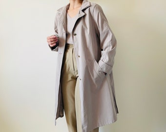 vintage beige trench coat, A line oversized minimalist coat, spring coat