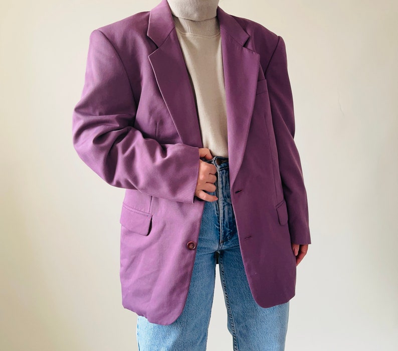 vintage purple wardrobe essential blazer, masculine cut image 2