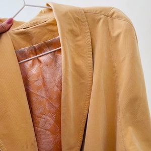 vintage light yellow oversized trench coat, minimalist spring coat image 7