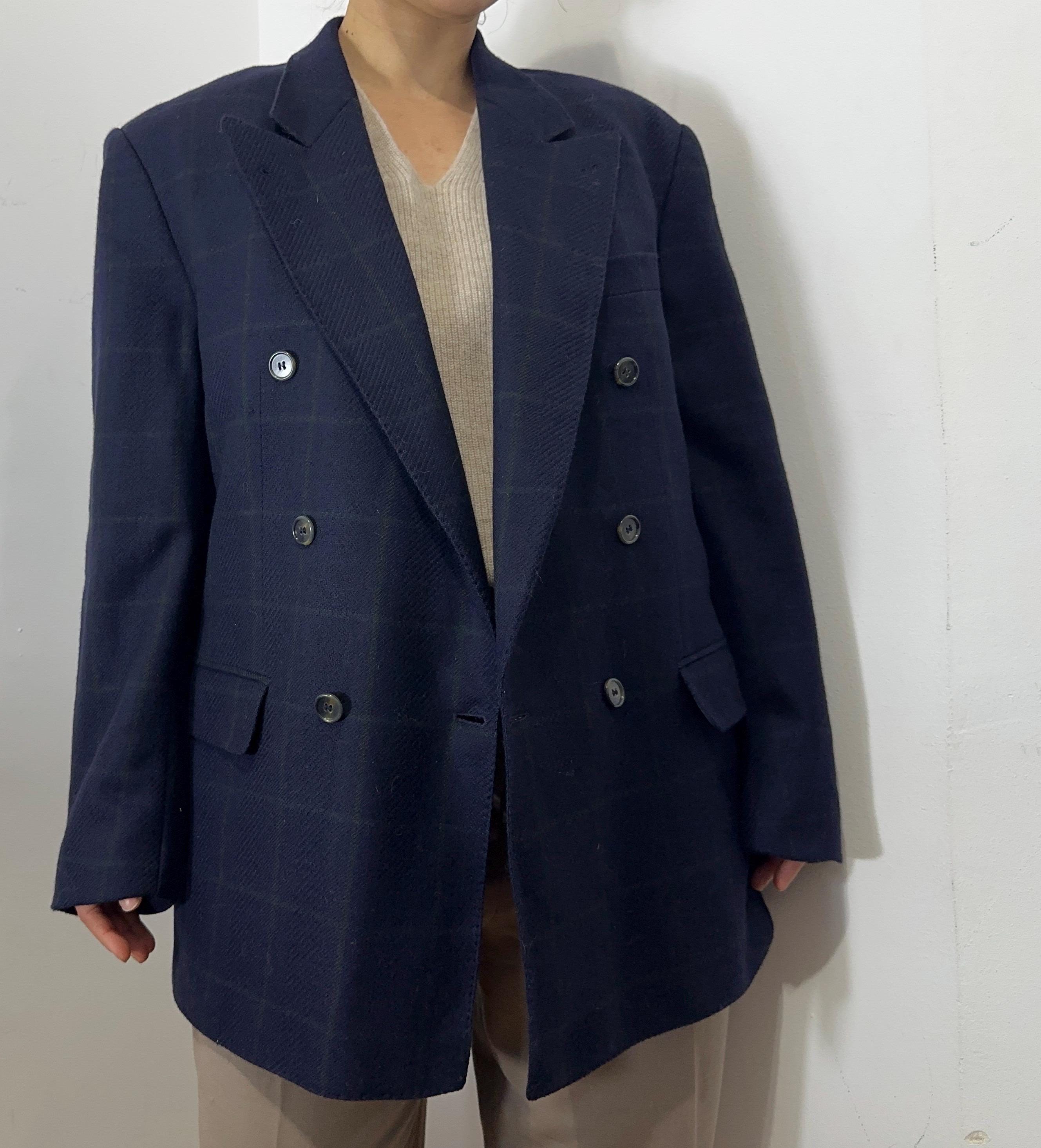 Navy double breasted blazer - Etsy 日本