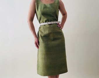 vintage apple green woven minimalist dress