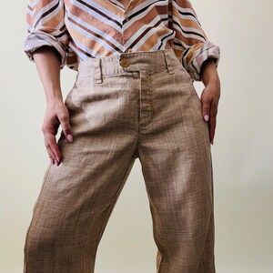 vintage linen pants set linen wide leg trousers, linen jacket image 8