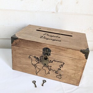 Urne, tirelire, économie, voyage, projets (avec cadenas et 2 clefs)