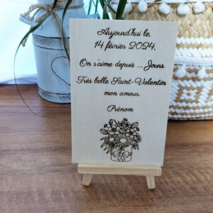 Kaart en gegraveerde houten ezel om te personaliseren, cadeau voor Valentijnsdag