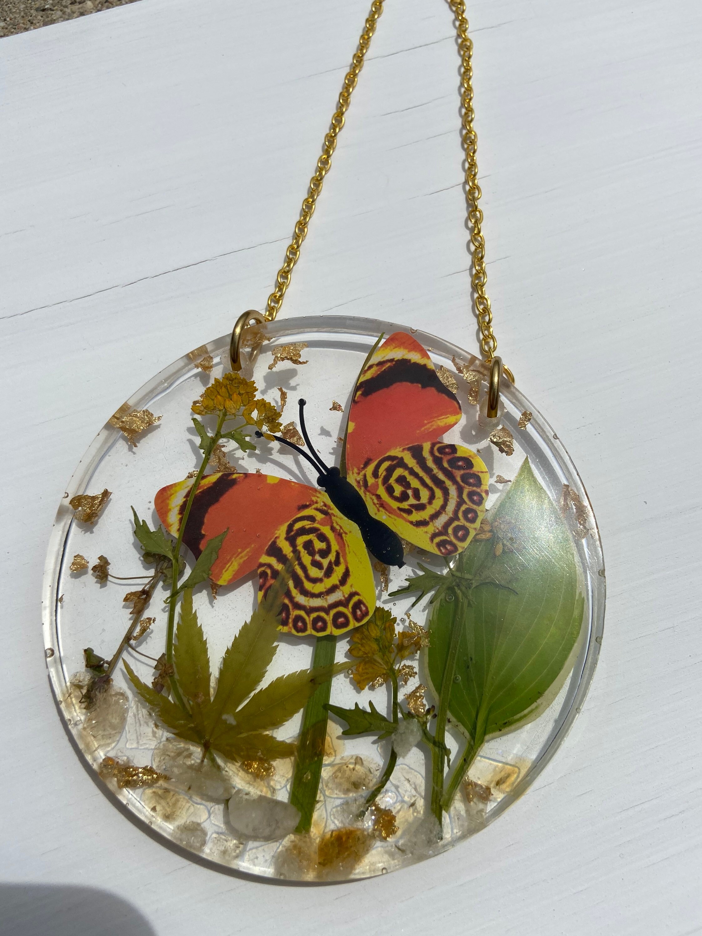 Citrine Butterfly Resin Sun Catcher gold Etsy