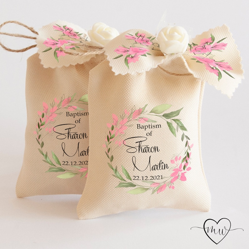 Personalised Christening Gift Personalised Baptism Gift Baby Girl Baptism Favor Bags Baptism Decorations Baby Dedication Gift #SARAH
