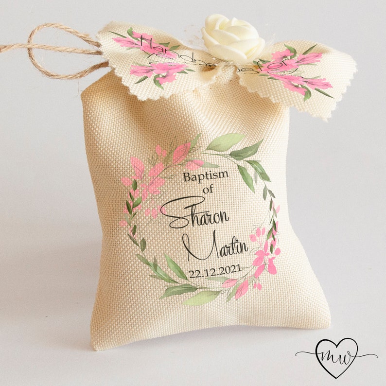 Personalised Christening Gift Personalised Baptism Gift Baby Girl Baptism Favor Bags Baptism Decorations Baby Dedication Gift #SARAH