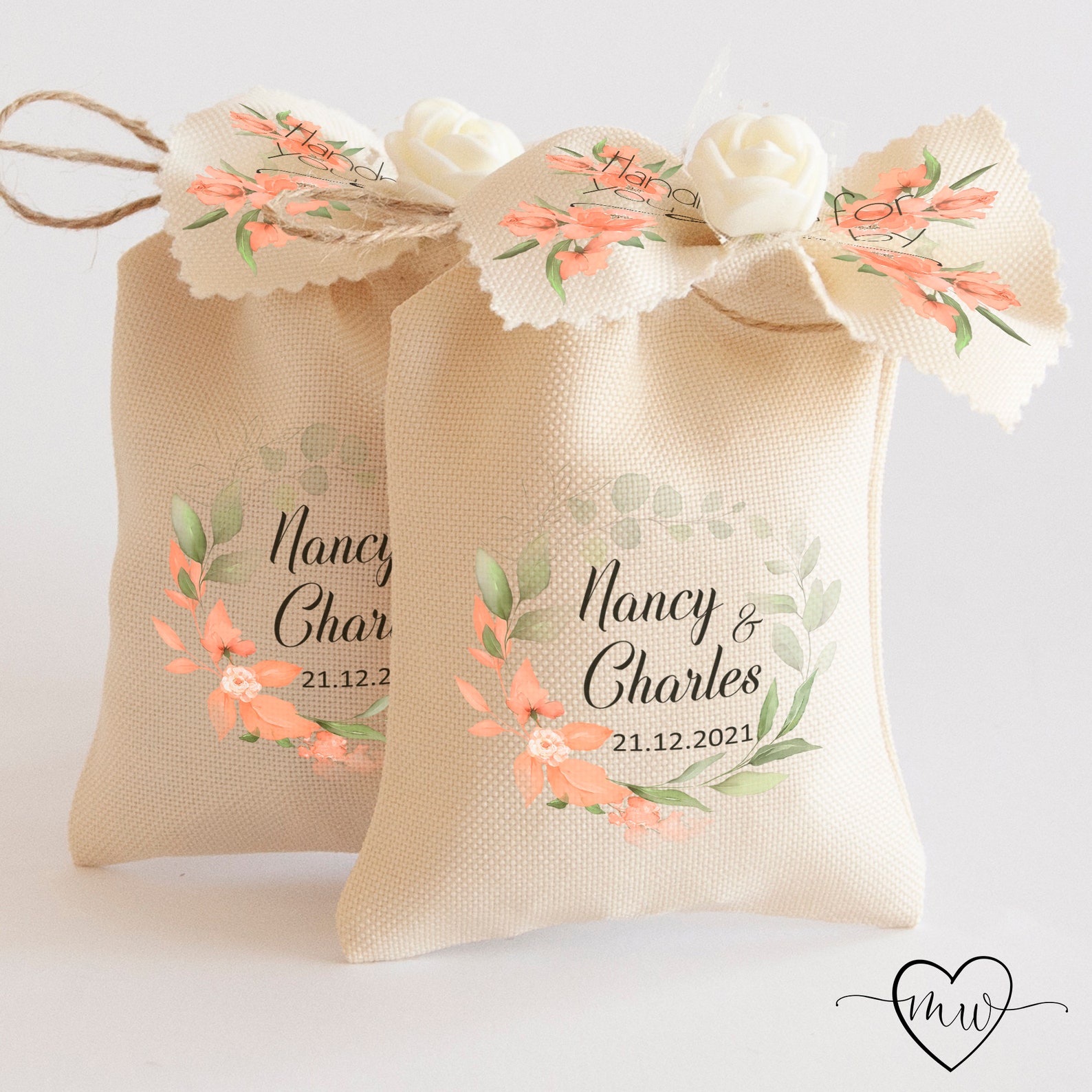 Personalised Confetti Favour Bags Rustic Wedding Favors Etsy