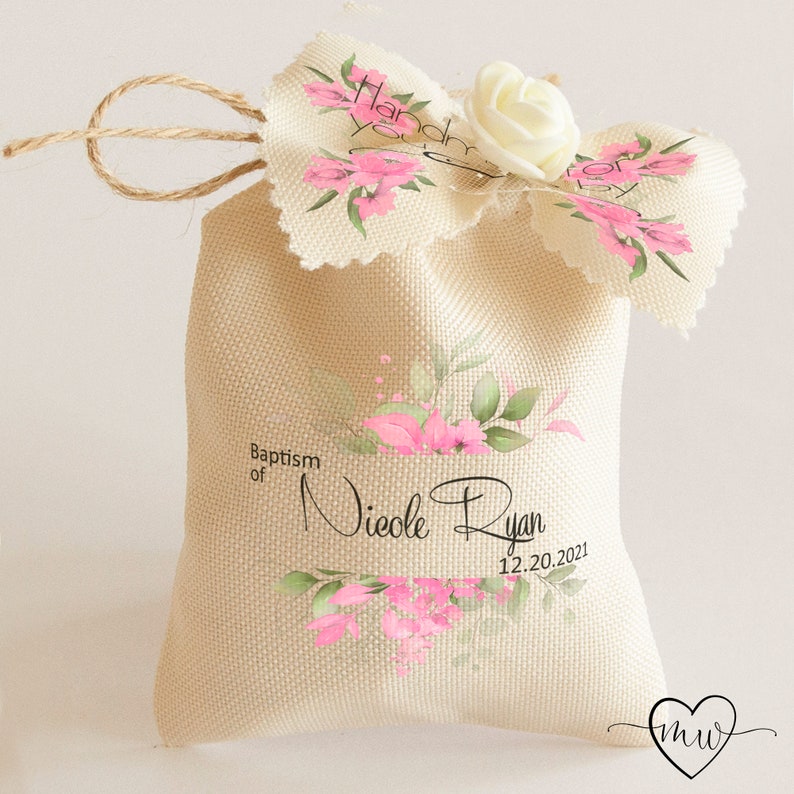 Floral Baptism Favor Bags For Guests Christening Girl Gift Etsy
