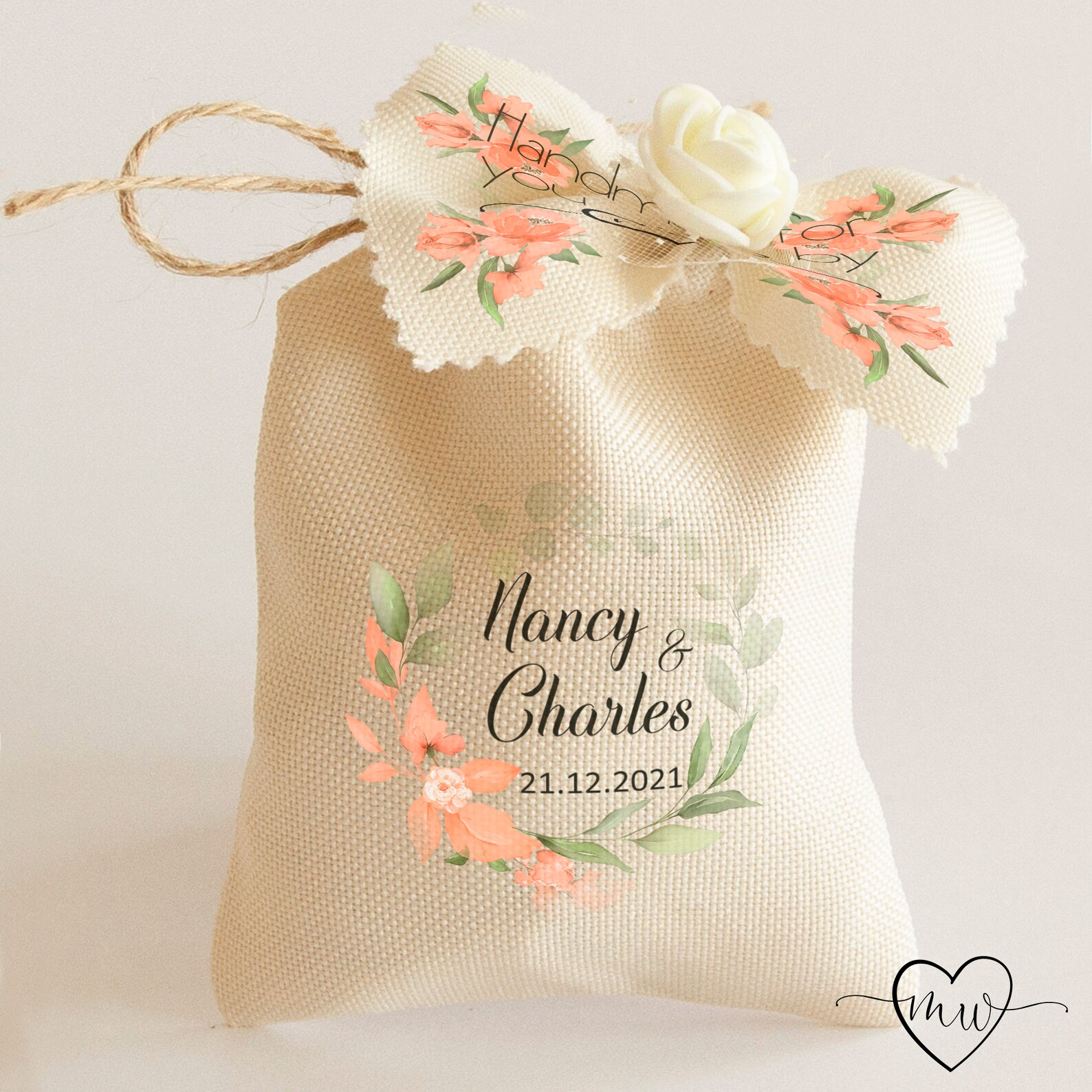 Personalised Confetti Favour Bags Rustic Wedding Favors Etsy