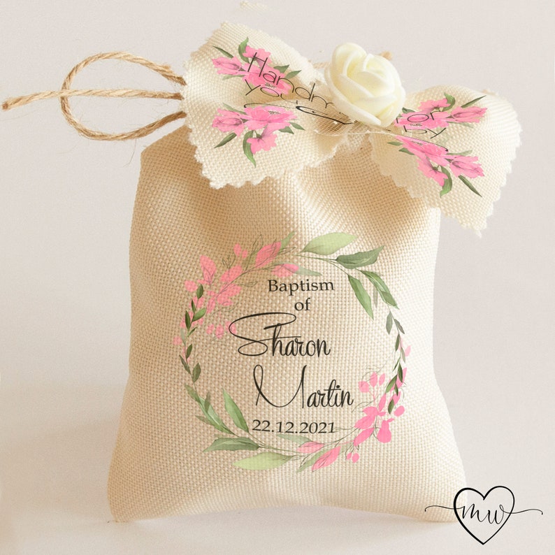 Personalised Christening Gift Personalised Baptism Gift Baby Girl Baptism Favor Bags Baptism Decorations Baby Dedication Gift #SARAH