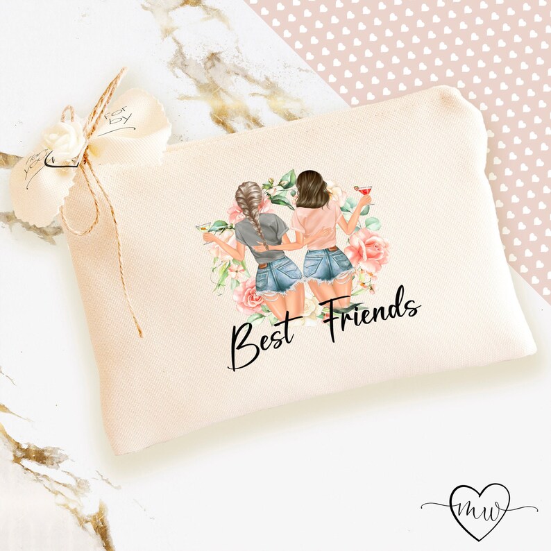 Personalized Best Friend Birthday Gift Makeup Bag Best Friends image 0
