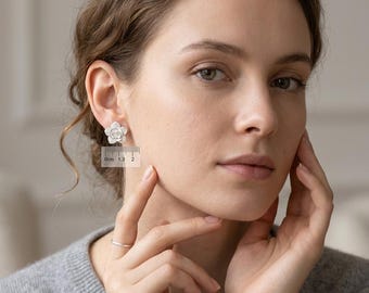 Floral Silver Stud Earrings, Handmade Sterling Silver Flower Earrings, Botanical Jewelry, Minimalist Nature Inspired Earrings, Gift for Her