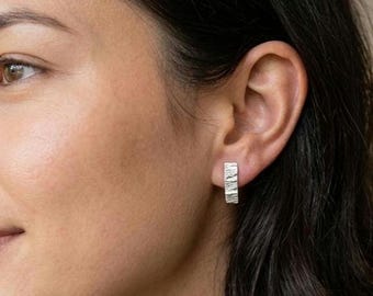 Minimalist Geometric Silver Stud Earrings with Gold Accent, Handmade Sterling Silver Jewelry, Modern Everyday Earrings, Small stud earrings