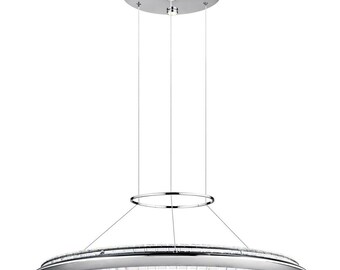 Joez LED 39 inch Chrome And Crystal Round Dimmable Chandelier/Pendant