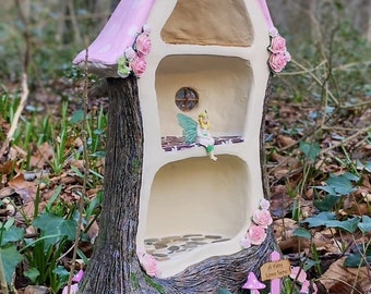 Beautiful Fairy Tree House | Handmade Tree Dollshouse | Toadstool | Mushroom House | Gift Idea