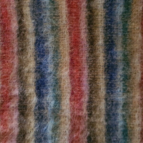 Huge piece of striped mohair fabric for sewing / crafting bedspread throw 152cm / 312cm Soft Muted Tones Shades Colours