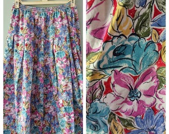 vintage Liberty Plus - Jupe longue 100 % coton prête à coudre fleurie, taille unique