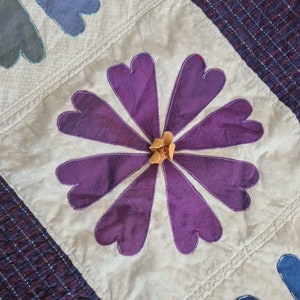 Chemin de table long fait main en patchwork, suspension murale, jeté, jeté de lit violet 220 cm/50 cm image 5