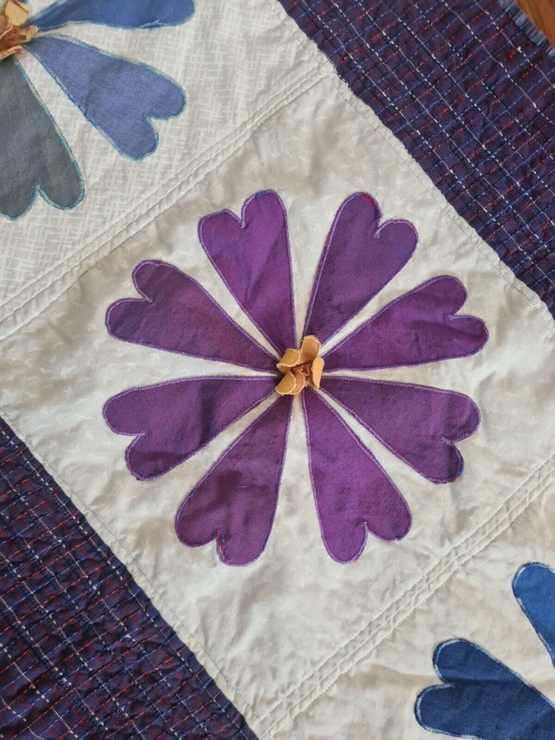Chemin de table long fait main en patchwork, suspension murale, jeté, jeté de lit violet 220 cm/50 cm image 5