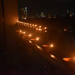 Authentic Indian Electric Diya Set of 10 - Handmade, Adhesive Base, Multicolor wire, Includes US Plug