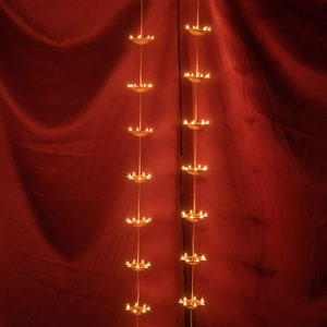 Traditional Indian Hanging Diya with Brass Bell at base - Set of 10 diyas in each- Handcrafted Festive Decor