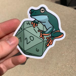Frog D20 Dice Weatherproof Vinyl Sticker