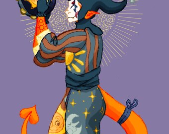Stampa artistica del giullare tiefling