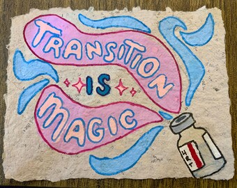 La transizione è magica Pittura su carta riciclata