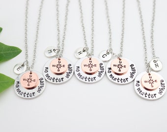 Personalized long distance necklace for 1 2 3 4 5 best friends, Matching necklaces moving away group gifts, Friendship jewelry bestie gifts